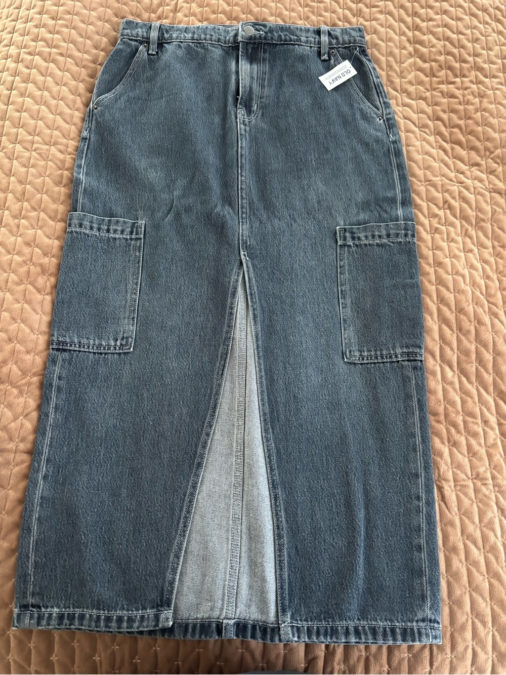 Old Navy Washed Black Denim Maxi Skirt with Front Slit